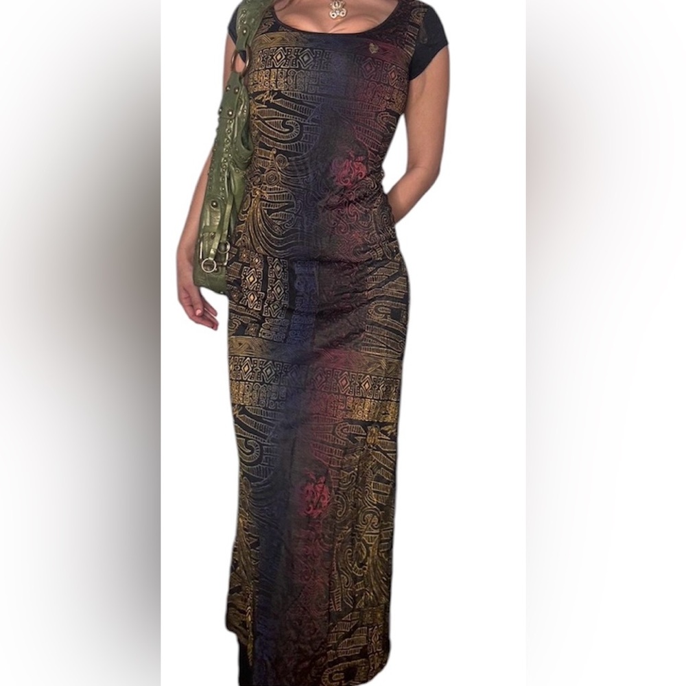 Apple bottoms trippy fever dream colorful maxi dress very vintage  y2k